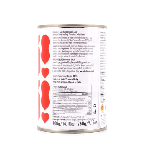 Agrigenus Pomodoro San Marzano D.O.P. dell´Agro Sarnese-Nocerino geschälte Tomaten im eigenen Saft 400g 260 Gramm Abtropfgewicht Produktbild