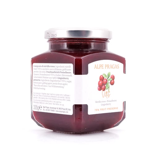 Alpe Pragas Fruchtaufstrich Vitis (Preisselbeere) mit 75% Fruchtanteil 335 Gramm Produktbild