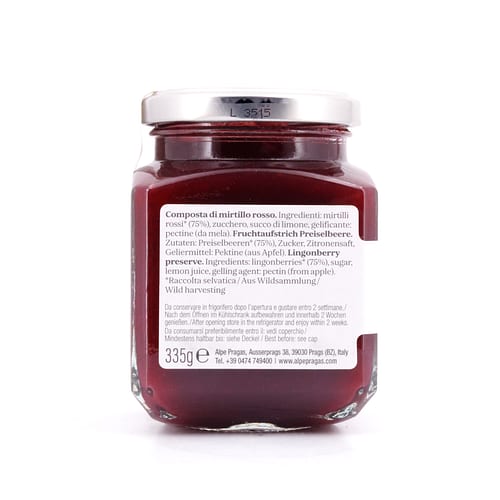 Alpe Pragas Fruchtaufstrich Vitis (Preisselbeere) mit 75% Fruchtanteil 335 Gramm Produktbild
