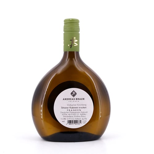 Andreas Braun Volkacher Kirchberg Silvaner Kabinett Jahrgang 2023 trocken 0,750 Liter/ 11.5% vol Produktbild