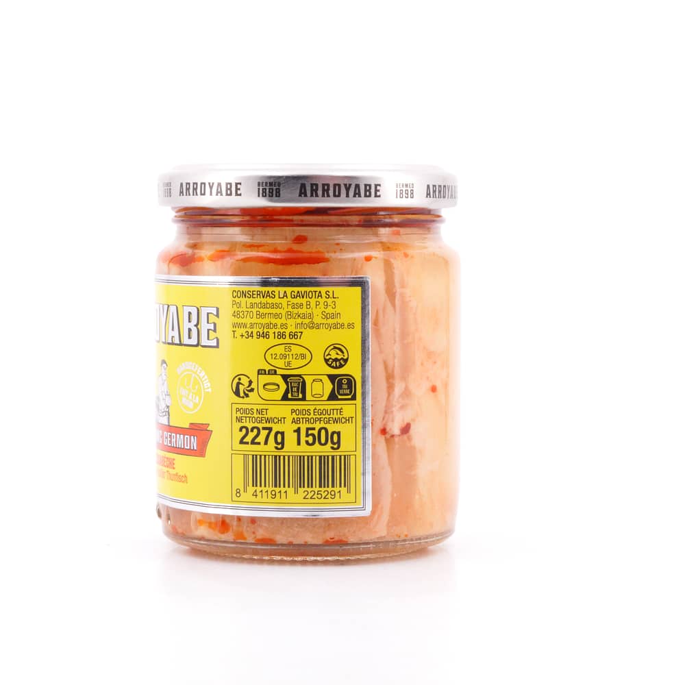 Arroyabe Bonito del Norte in Escabèche Sauce 227g Glas 150 Gramm Abtropfgewicht Produktbild