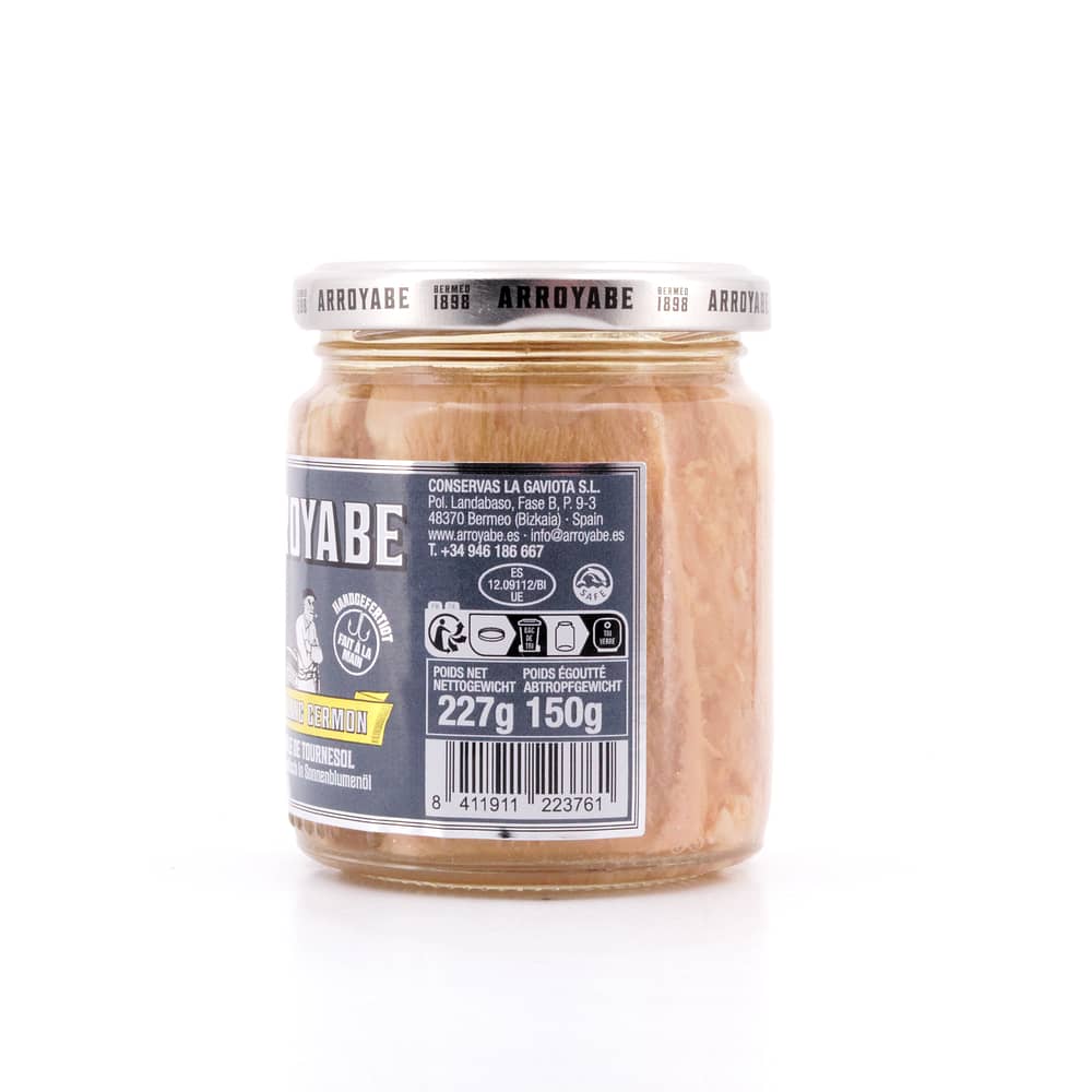 Arroyabe Bonito del Norte in Sonnenblumenöl 227g Glas 150 Gramm Abtropfgewicht Produktbild