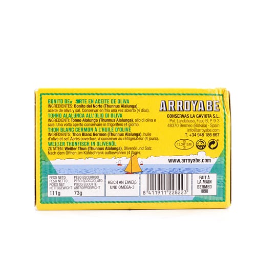 Arroyabe Weißer Thunfisch in Olivenöl 111g 73 Gramm Abtropfgewicht Produktbild