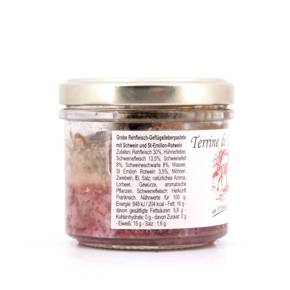 Beauharnais-CARLANT Rehterrine mit St Emilion Rotwein 90 Gramm Produktbild
