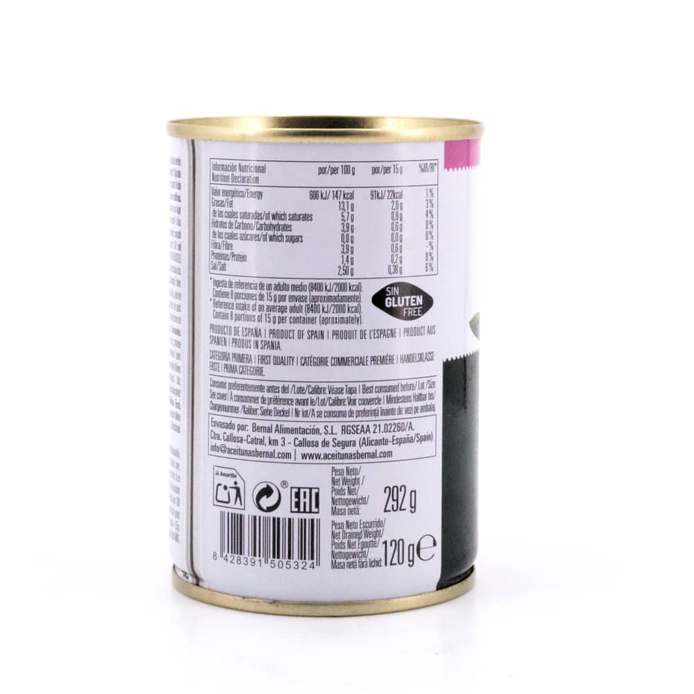 Bernal Grüne Oliven gefüllt mit Wasabipaste 220g Dose 120 Glas Abtropfgewicht Produktbild