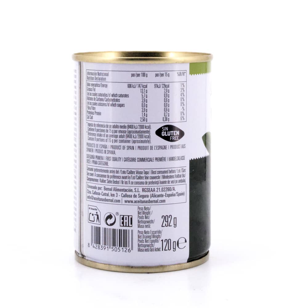 Bernal Grüne Oliven gefüllt mit Zitronenpaste 292g Dose 120 Glas Abtropfgewicht Produktbild