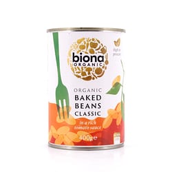 Biona Organic Baked Beans Classic Gebackene Bohnen Klassik in einer reichhaltigen Tomatensauce Produktbild