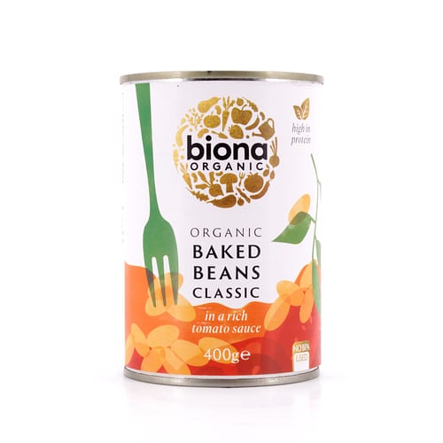 Biona Organic Baked Beans Classic Gebackene Bohnen Klassik in einer reichhaltigen Tomatensauce 400 Gramm Produktbild