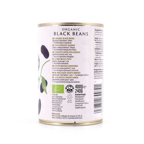 Biona Organic Black Beans Schwarze Bohnen 240 Gramm Abtropfgewicht Produktbild