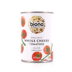 Biona Organic Whole Cherry Tomatoes Kirschtomaten im Ganzen in reichhaltigen Tomatensaft Produktbild