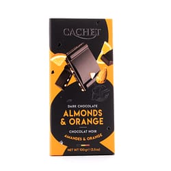 Cachet Dark Chocolate Almonds & Orange Zartbitterschokolade mit Mandelstücke und kandierten Orangenzesten Produktbild