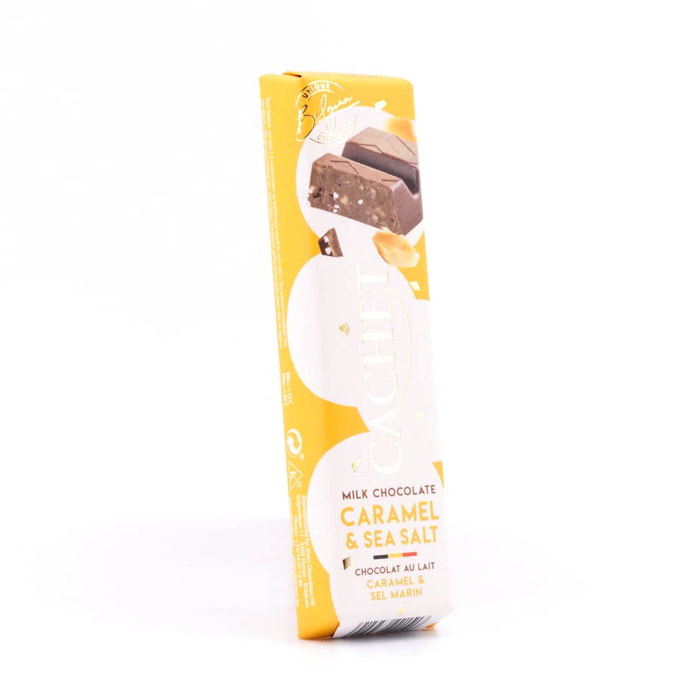 Cachet Milk Chocolate Caramel  & Sea Salt Riegel Vollmilchschokolade mit Karamellstücke und Meersalz 50 Gramm Produktbild