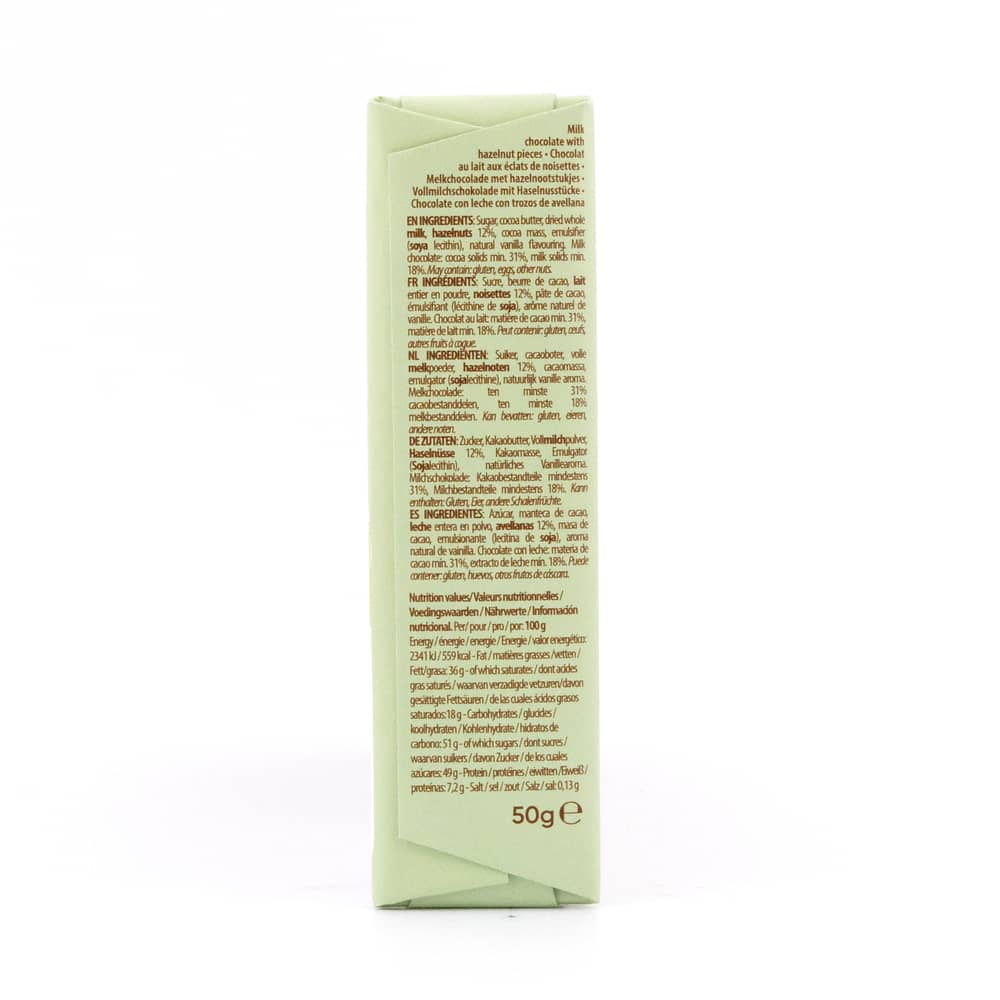 Cachet Milk Chocolate Hazelnut Pieces Riegel Vollmilchschokolade mit Haselnussstücke 50 Gramm Produktbild