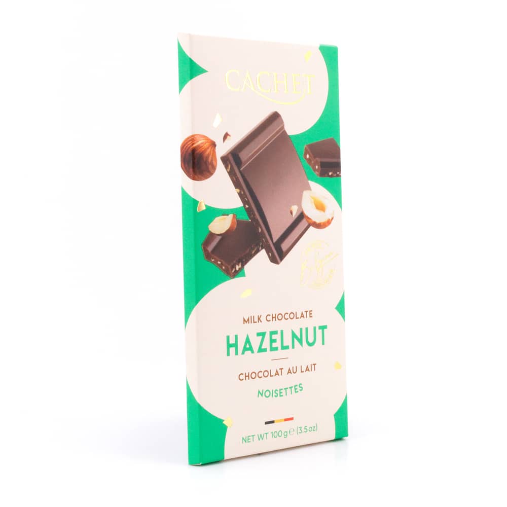 Cachet Milk Chocolate Hazelnut Vollmilchschokolade mit Haselnussstücke 100 Gramm Produktbild