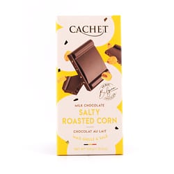 Cachet Milk Chocolate Salty Roasted Corn Vollmilchschokolade mit gerösteter Maisstücke und Meersalz Produktbild