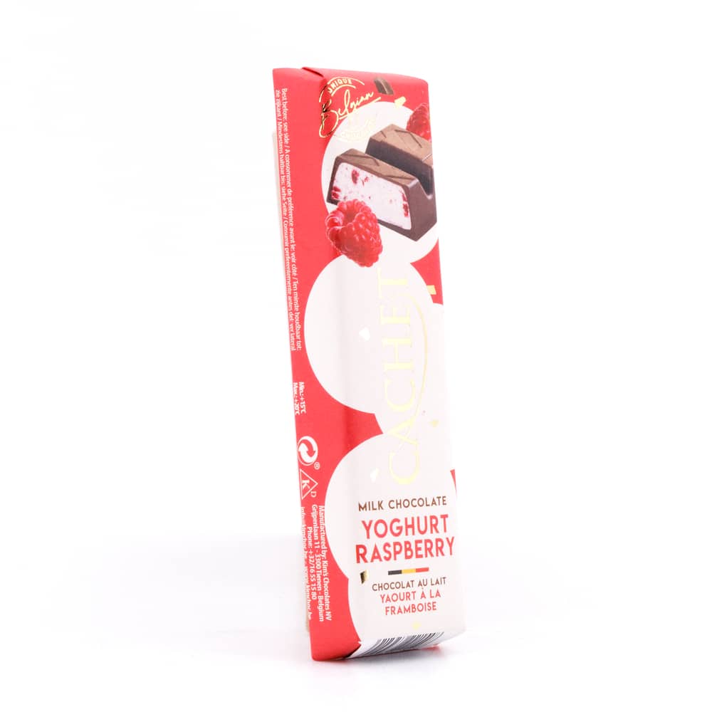 Cachet Milk Chocolate Yoghurt Raspberry Riegel Vollmilchschokolade gefüllt mit Yoghurt und Himbeere 45 Gramm Produktbild