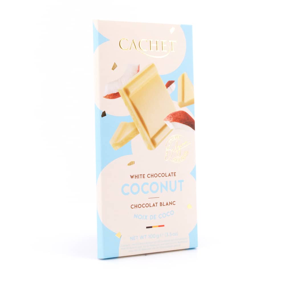 Cachet White Chocolate Coconut Weiße Schokolade mit Kokosnuss 100 Gramm Produktbild