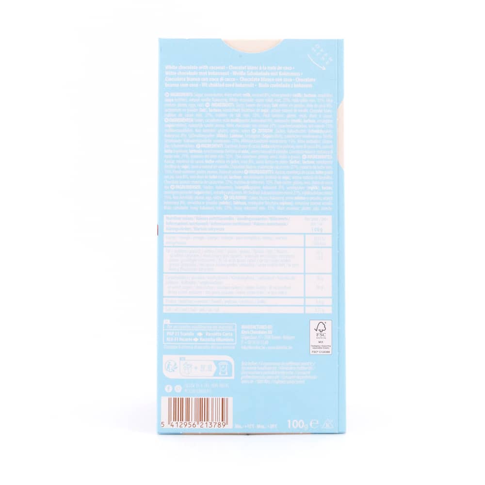 Cachet White Chocolate Coconut Weiße Schokolade mit Kokosnuss 100 Gramm Produktbild
