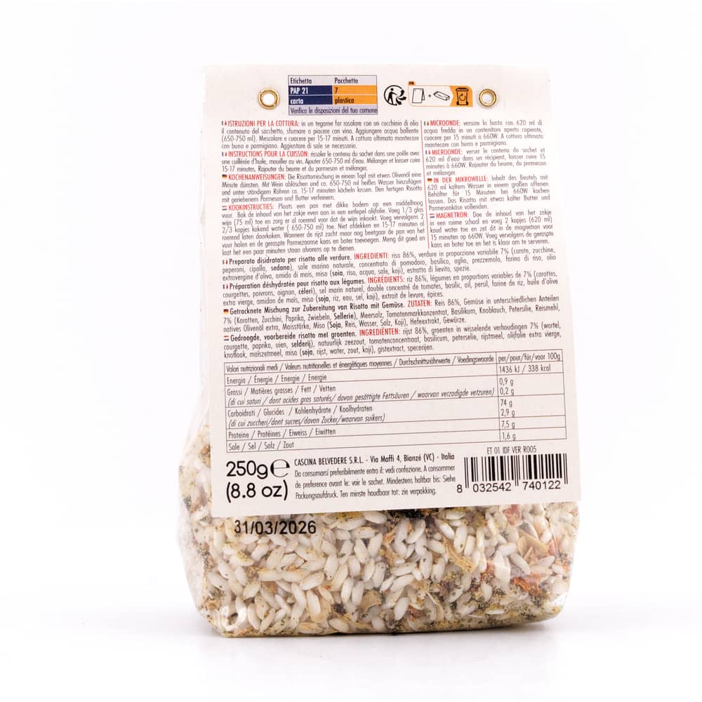 Cascina Belvedere Risotto mit Gemüse 250 Gramm Produktbild