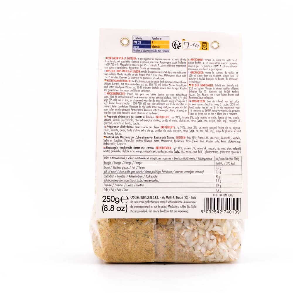 Cascina Belvedere Risotto mit Zitrone 250 Gramm Produktbild