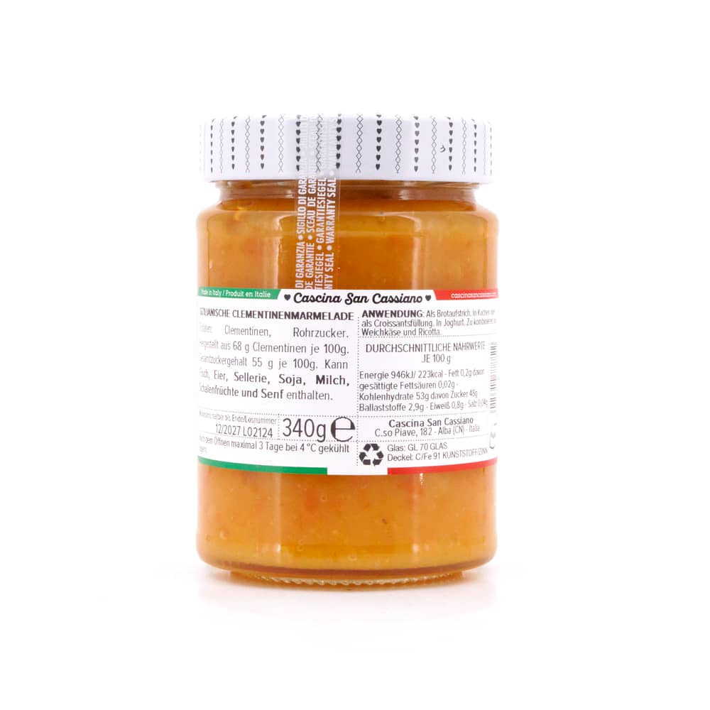 Cascina San Cassiano Marmellata Clementine Di Sicilia Sizilianische Clementinen-Marmelade 340 Gramm Produktbild