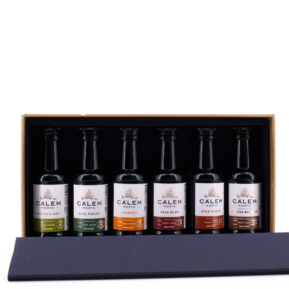 Cálem Minaturenset aus Tawny; White Port; Ruby Port; White & Dry; Lagrima & Special Reserve - 6 Stück je 0,05l als Geschenkset 0,30 Liter/ 19.5% vol Produktbild