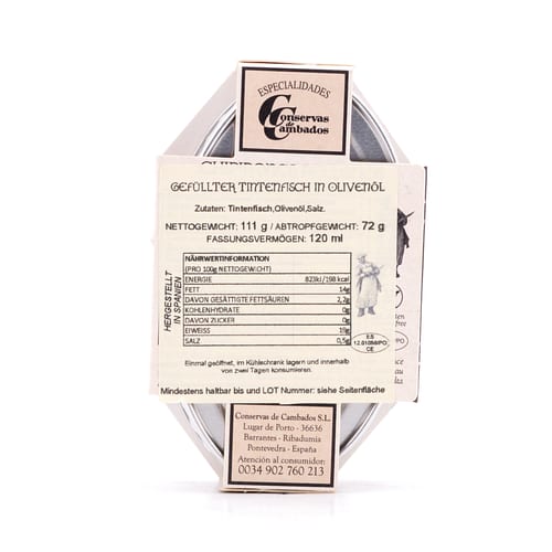Conservas De Cambados Tintenfisch in Olivenöl 111g 72 Gramm Abtropfgewicht Produktbild