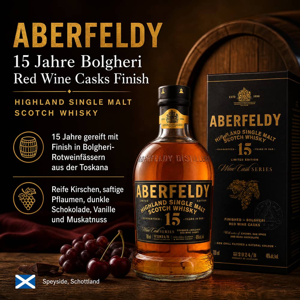 Aberfeldy 15 Jahre Bolgheri Red Wine Casks Finish 0,70 Liter/ 46.0% vol Produktbild