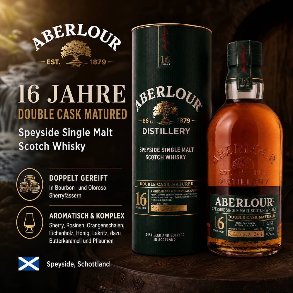 Aberlour 16 Jahre Double Cask Matured Lieferung aktuell verfügbares Batch 0,70 Liter/ 40.0% vol Produktbild