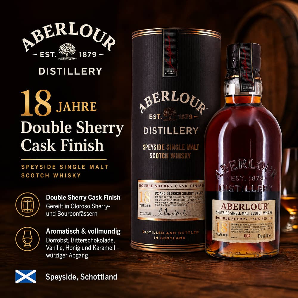 Aberlour 18 Jahre Double Sherry Cask Finish 0,70 Liter/ 43.0% vol Produktbild