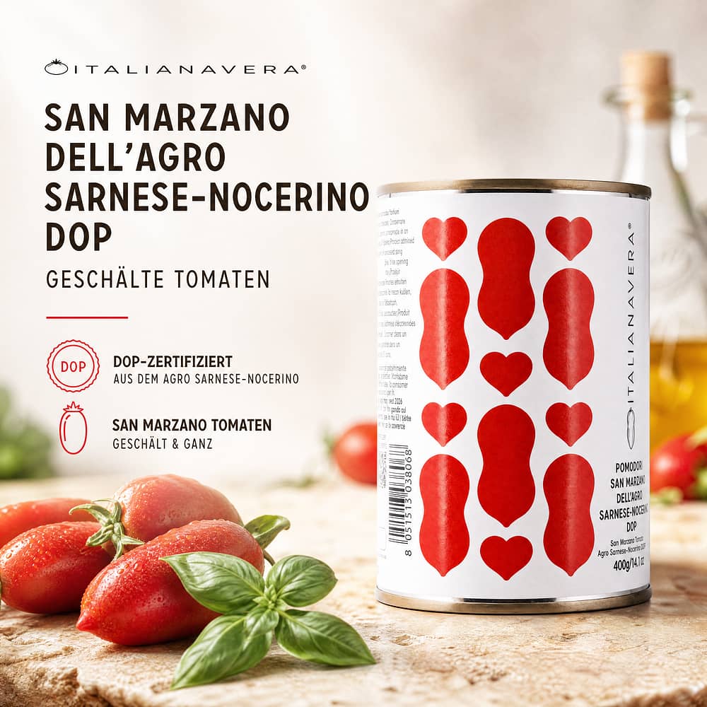 Agrigenus Pomodoro San Marzano dell´Agro Sarnese-Nocerino DOP geschälte Tomaten 260 Gramm Abtropfgewicht Produktbild