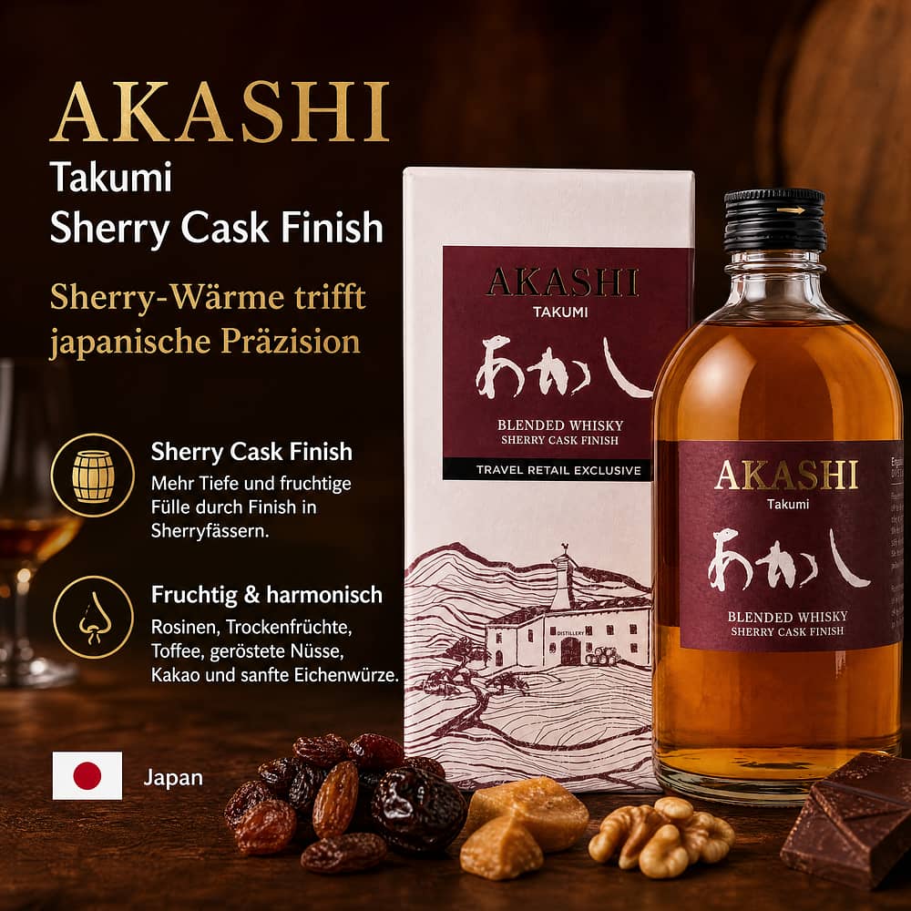 Akashi Takumi Sherry Cask Finish 0,50 Liter/ 40.0% vol Produktbild