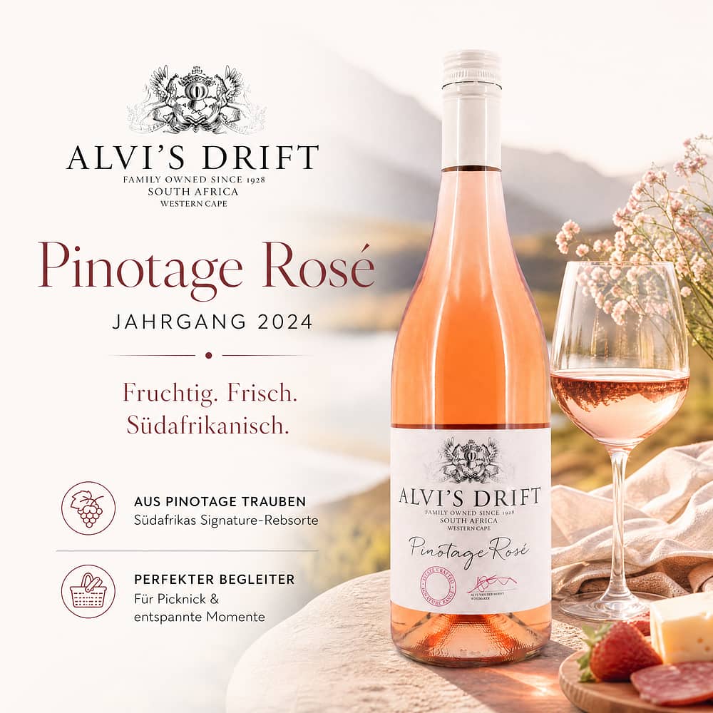 ALVI'S DRIFT Pinotage Rose Jahrgang 2024 0,750 Liter/ 13.0% vol Produktbild