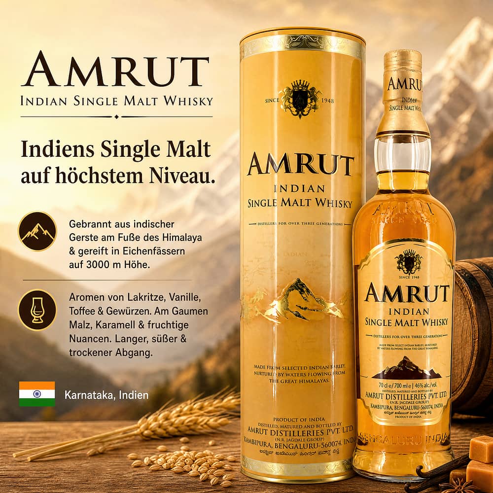 Amrut Single Malt 0,70 Liter/ 46.0% vol Produktbild