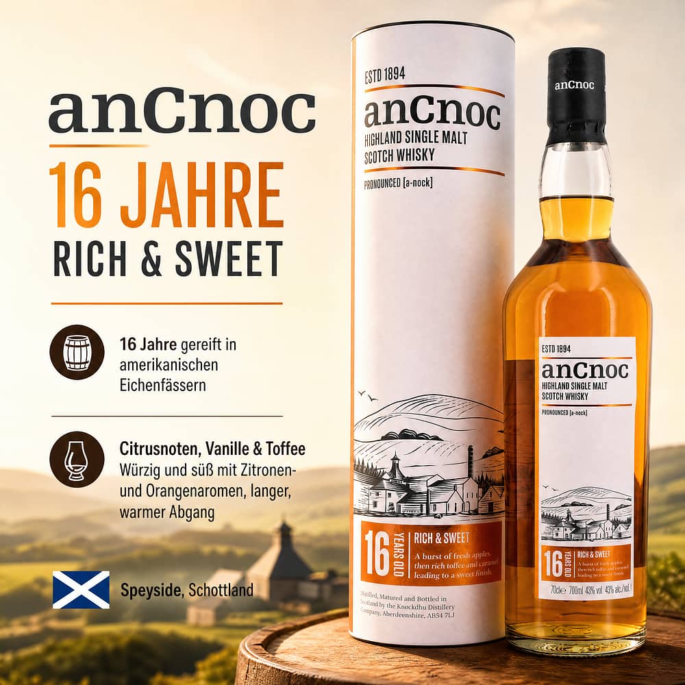 anCnoc 16 Jahre Rich & Sweet 0,70 Liter/ 43.0% vol Produktbild