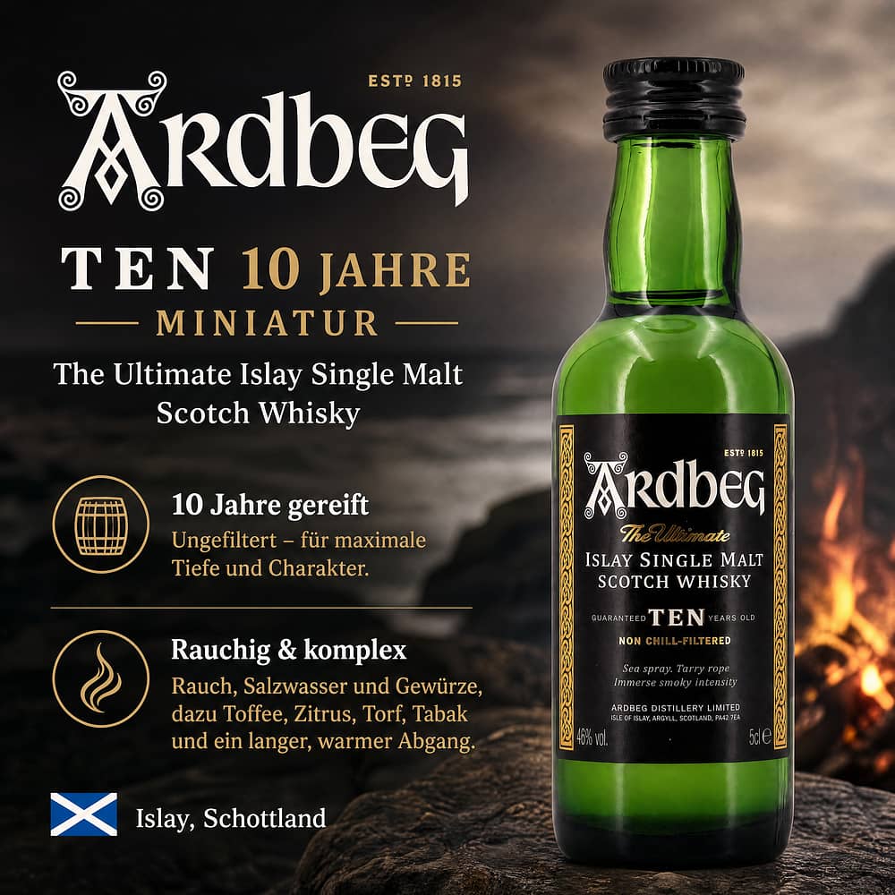 Ardbeg TEN 10 Jahre Miniatur 0,050 Liter/ 46.0% vol Produktbild
