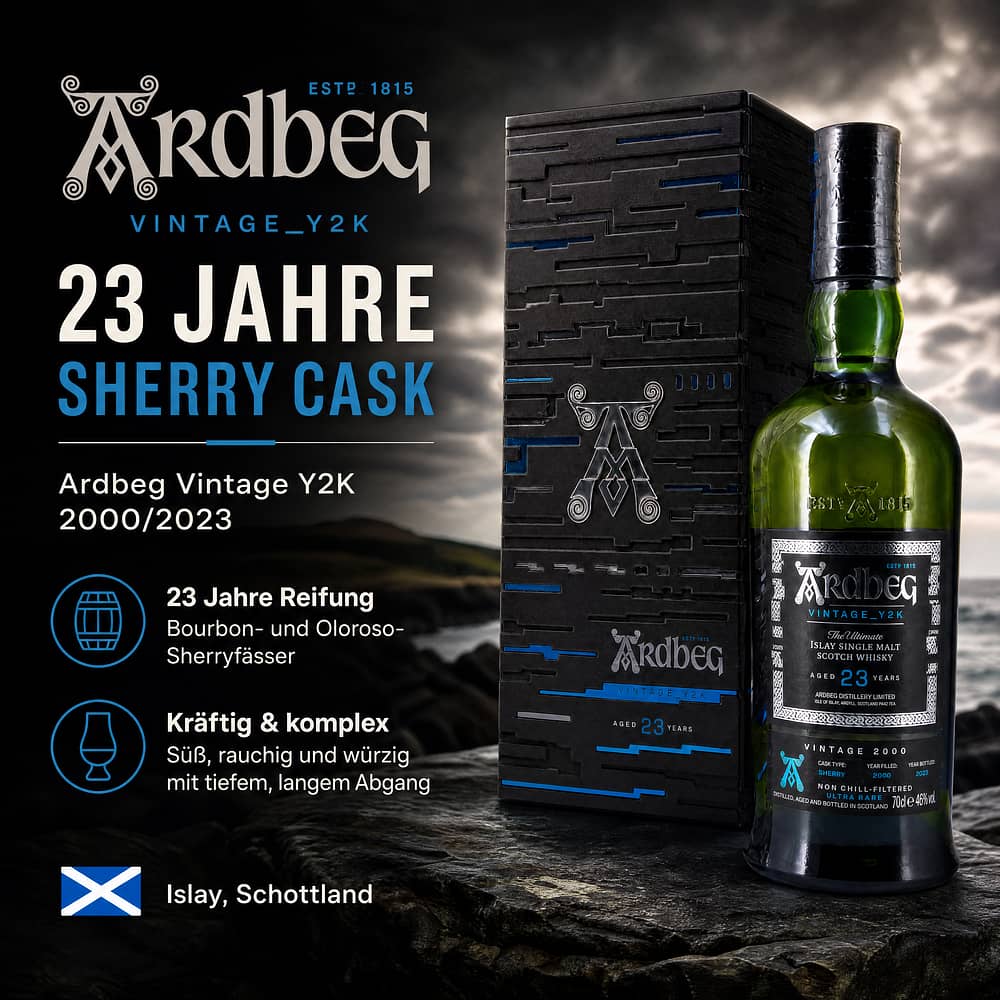 Ardbeg Vintage Y2K 2000/2023 23 Jahre Sherry Cask 0,70 Liter/ 46.0% vol Produktbild