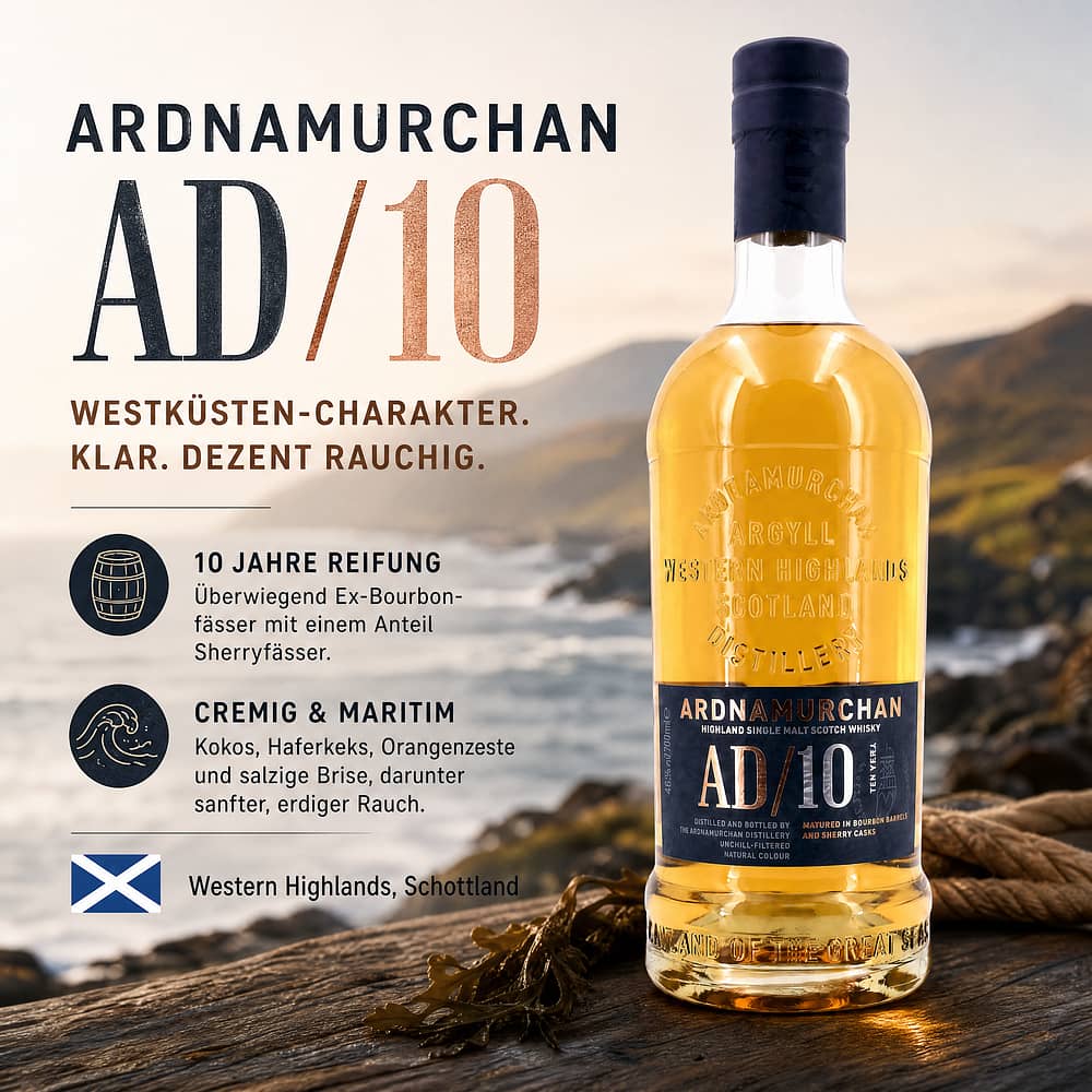 Ardnamurchan AD/10 Jahre 0,70 Liter/ 46.8% vol Produktbild