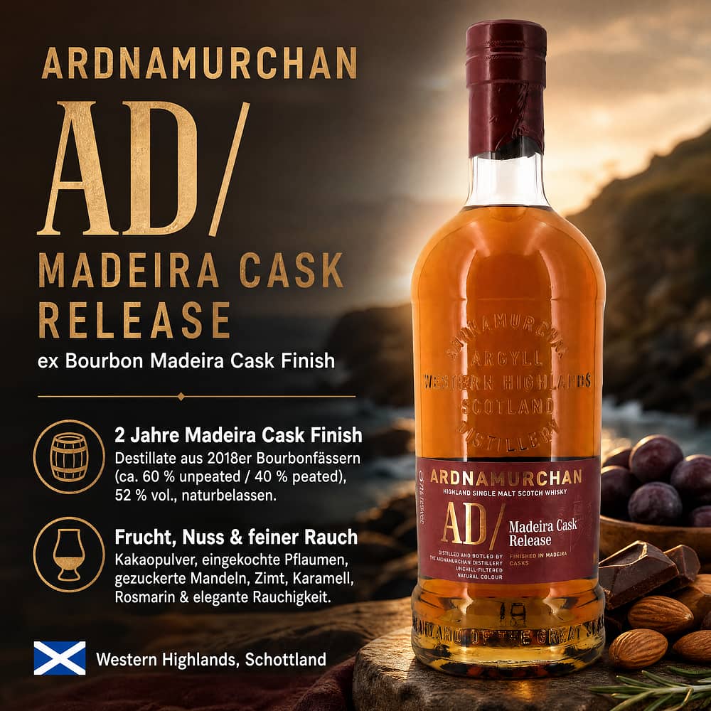 Ardnamurchan AD/Madeira Cask Release 0,70 Liter/ 52.0% vol Produktbild