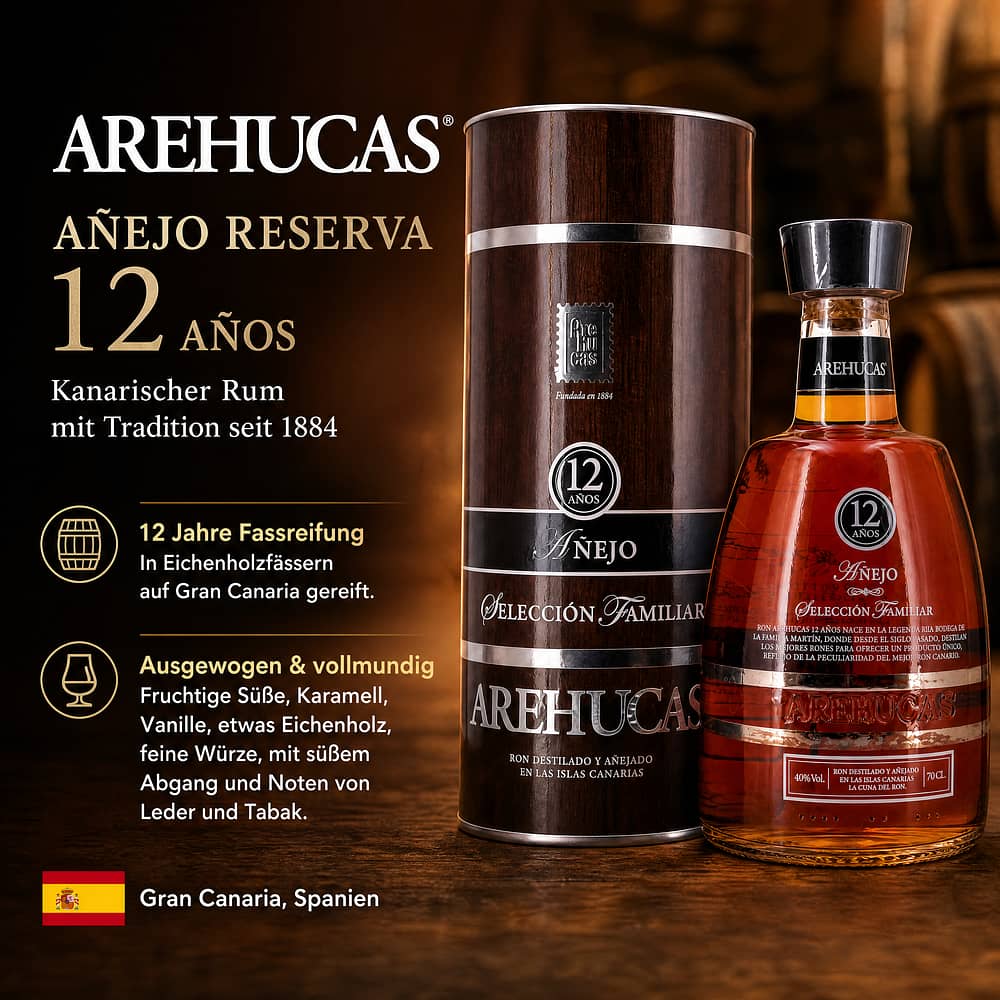 Arehucas Anejo Reserva 12 Jahre 0,70 Liter/ 40.0% vol Produktbild