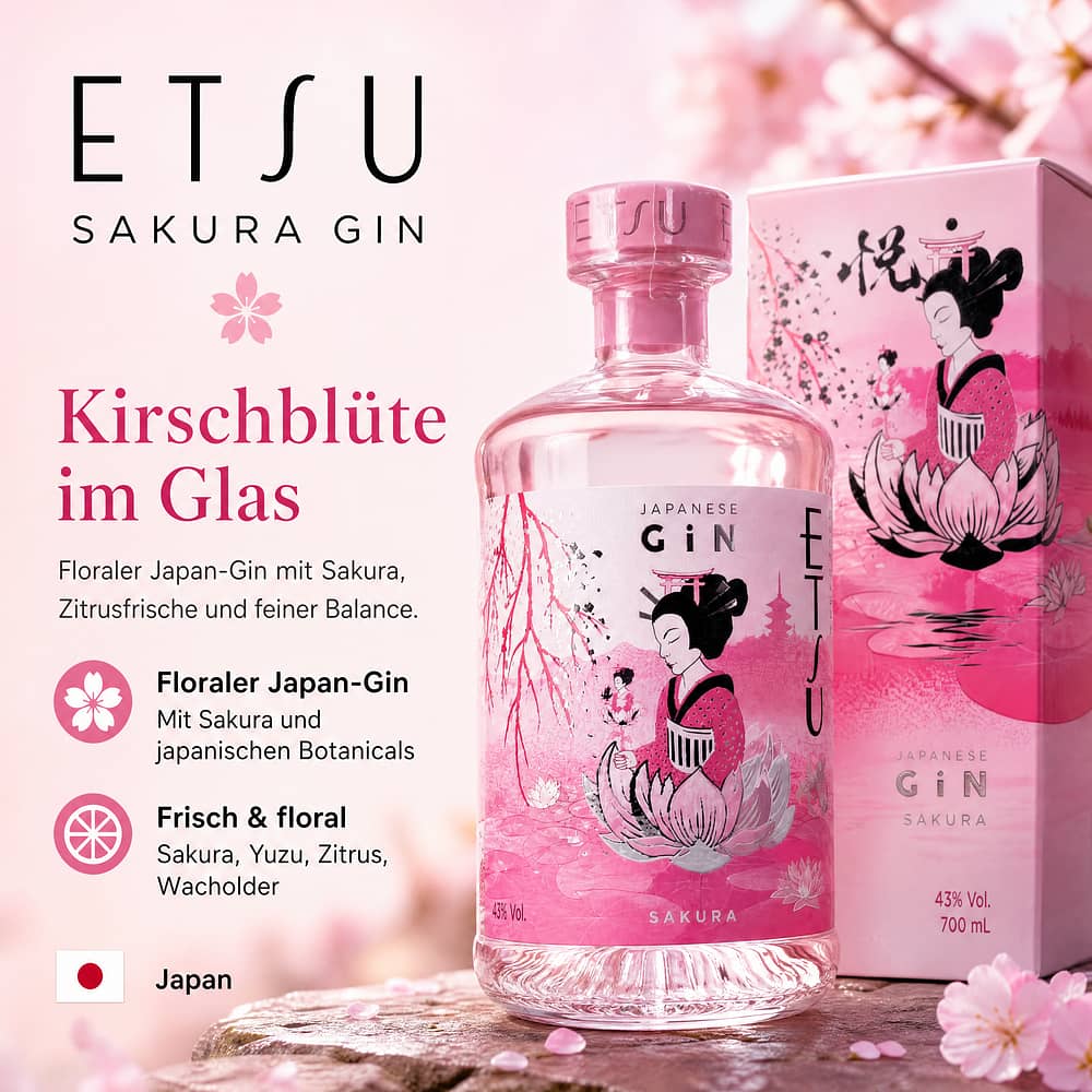 Asahikawa Distillery Etsu Sakura Gin 0,70 Liter/ 43.0% vol Produktbild
