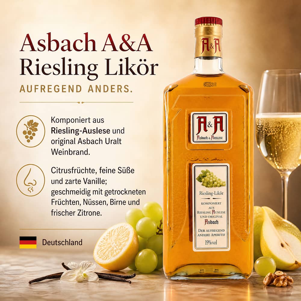 Asbach A&A Riesling Likör 0,70 Liter/ 19.0% vol Produktbild