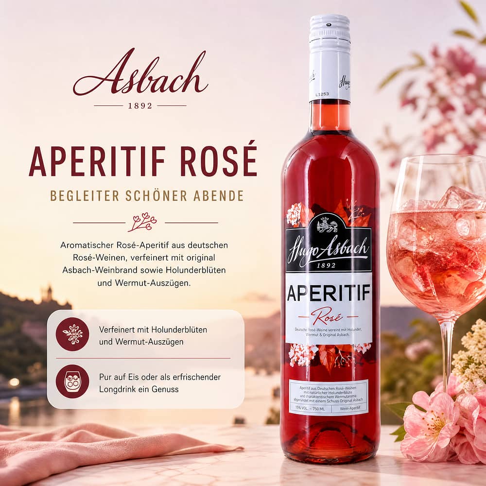 Asbach Aperitiv Rosè 0,750 Liter/ 15.0% vol Produktbild