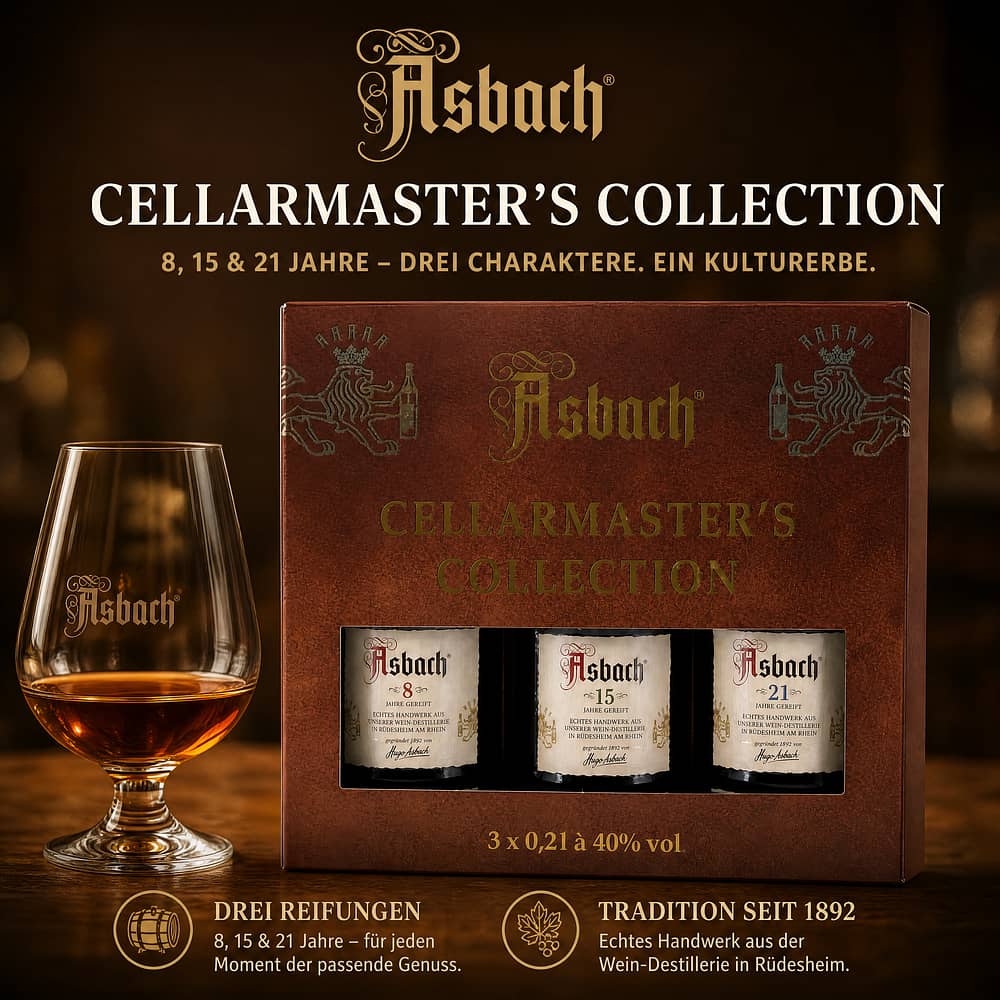 Asbach Cellarmaster’s Collection 3 x 0,2l 8, 15 & 21 Jahre 0,60 Liter/ 38.7% vol Produktbild