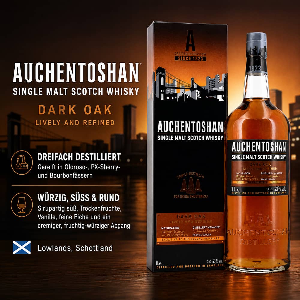 Auchentoshan Dark Oak Literflasche 1 Liter/ 43.0% vol Produktbild