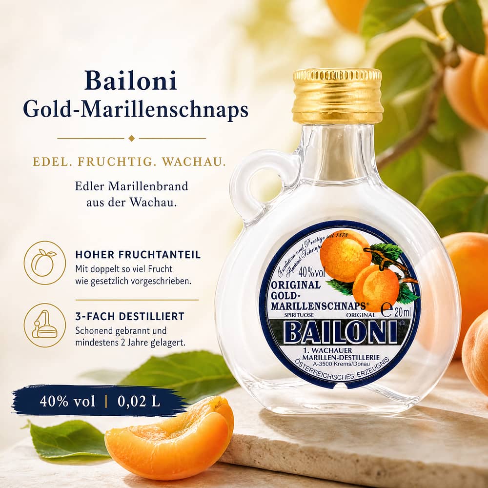 Bailoni Gold-Marillenschnaps 0,020 Liter/ 40.0% vol Produktbild
