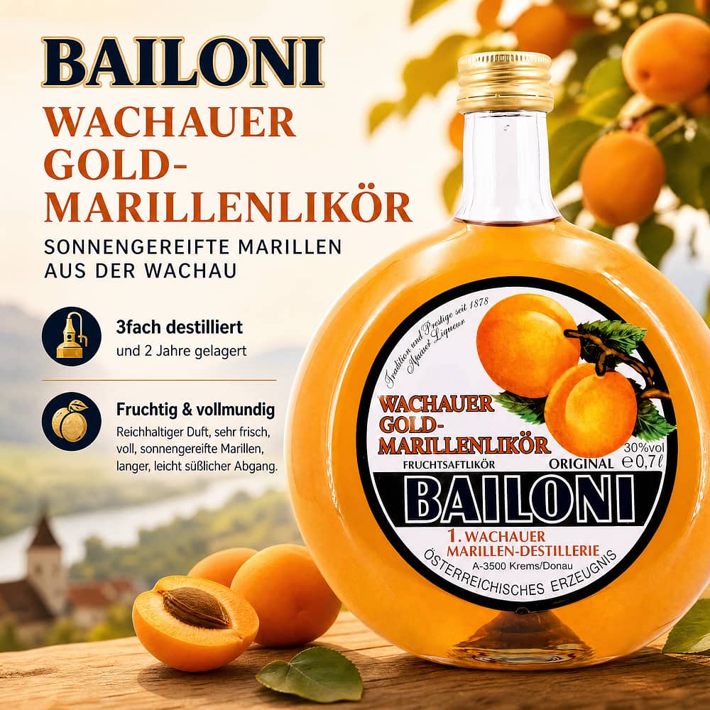 Bailoni Wachauer Gold-Marillenlikör 0,70 Liter/ 30.0% vol Produktbild