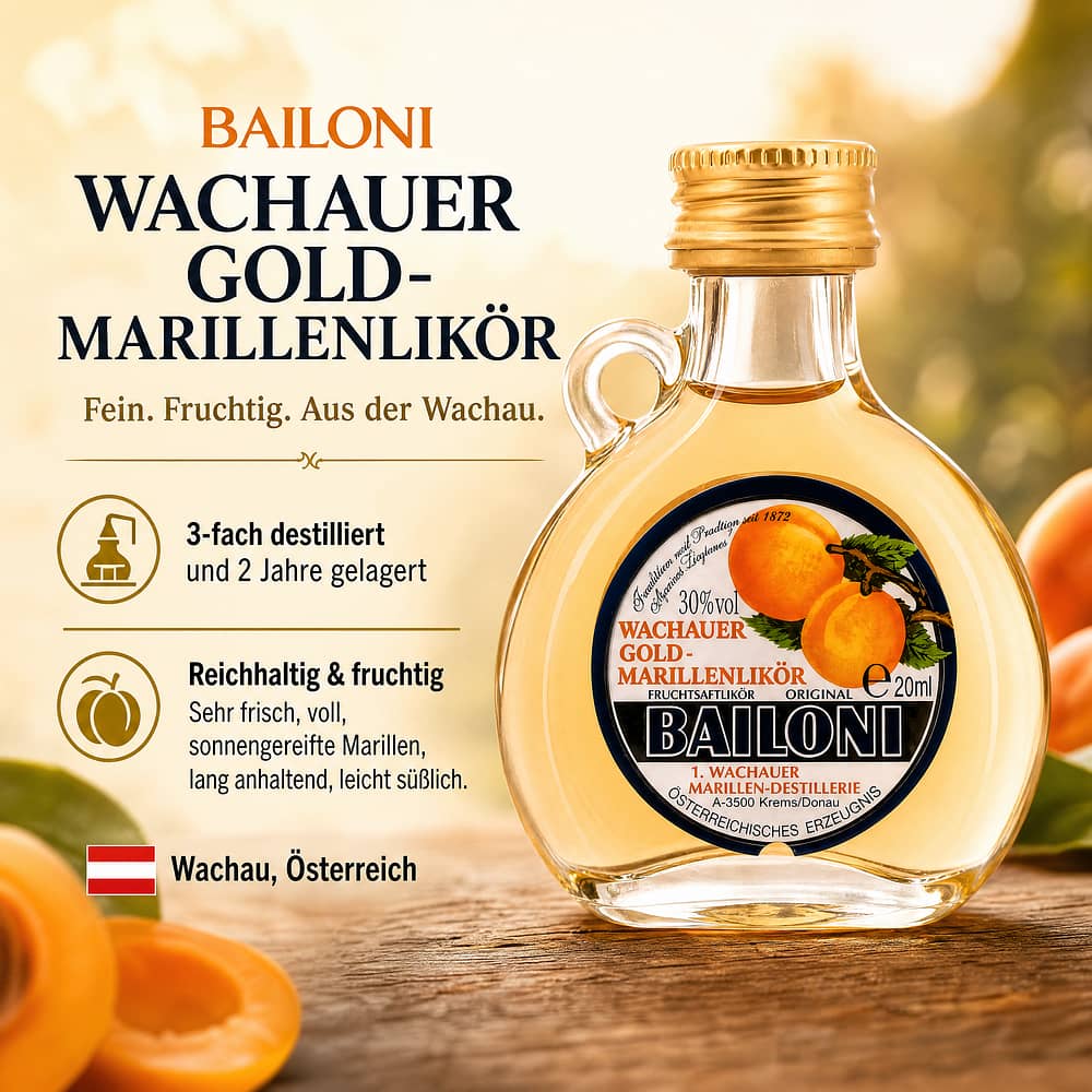 Bailoni Wachauer Gold-Marillenlikör 0,020 Liter/ 30.0% vol Produktbild