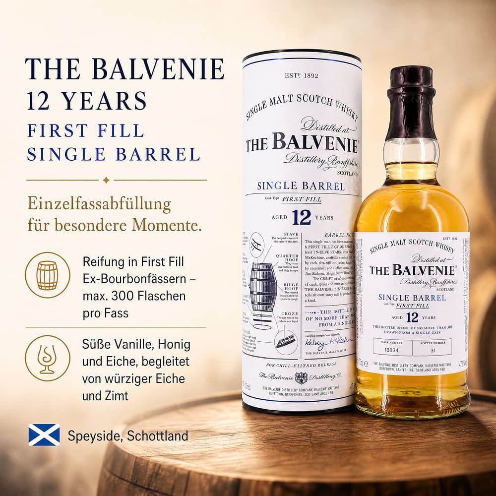 Balvenie 12 Jahre First Fill Single Barrel 0,70 Liter/ 47.8% vol Produktbild