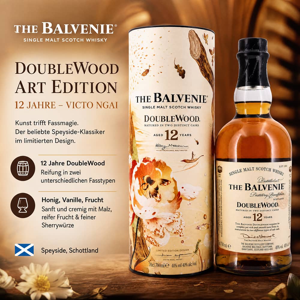 Balvenie Balvenie 12 y.o. Double Wood Victo Ngai 0,70 Liter/ 40.0% vol Produktbild